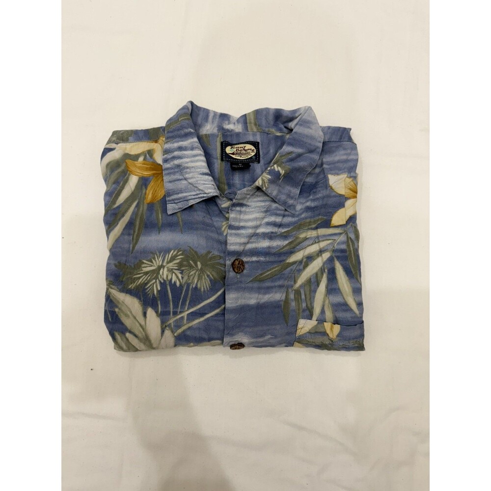 VTG Tommy Bahama Shirt Mens Medium Blue Hawaiian Aloha Floral Camp Rayon